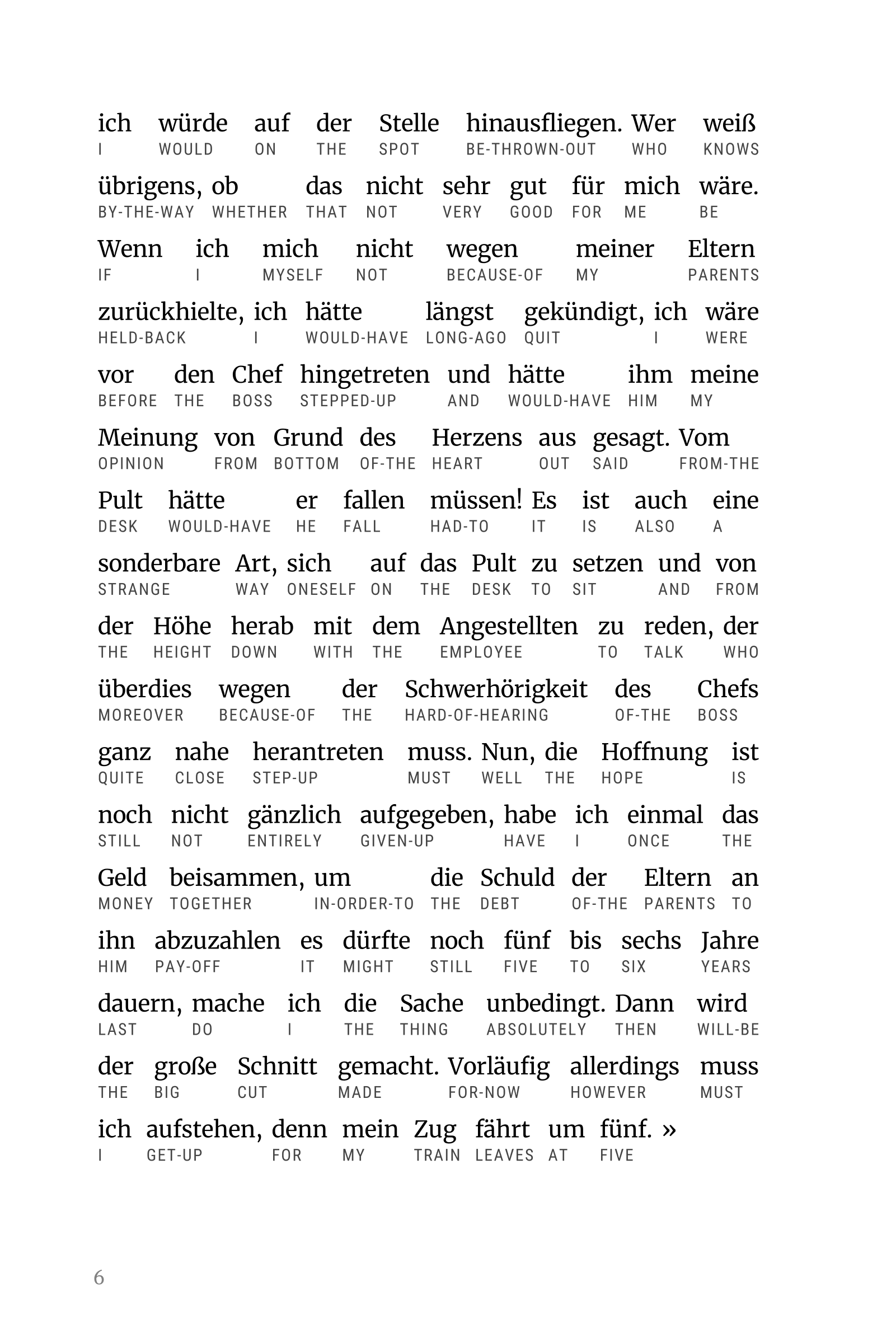 Interlinear sample page from Die Verwandlung
