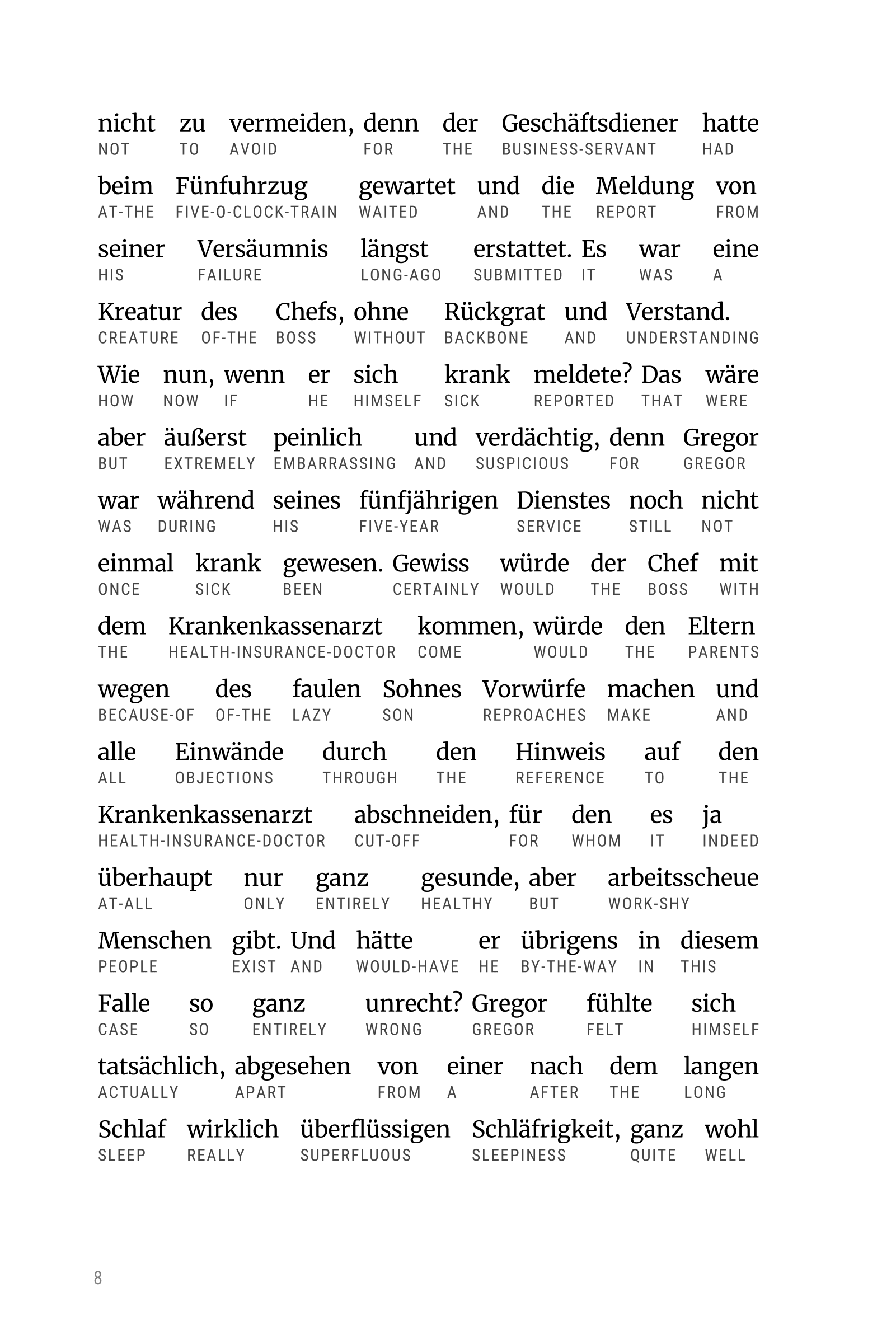 Interlinear sample page 3 from Die Verwandlung