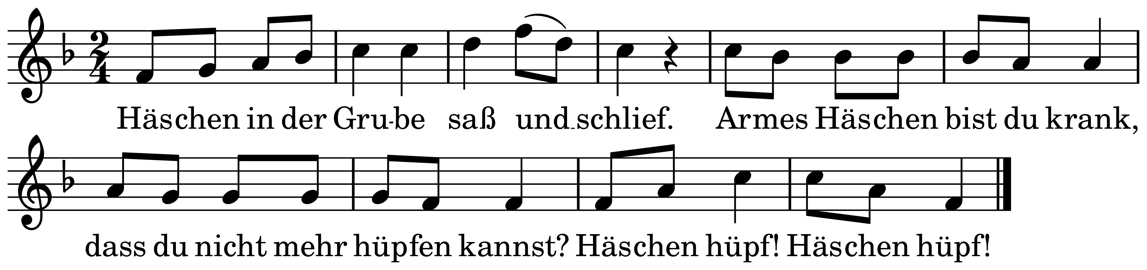 The melody of Häschen in der Grube on a staff, as engraved in the book