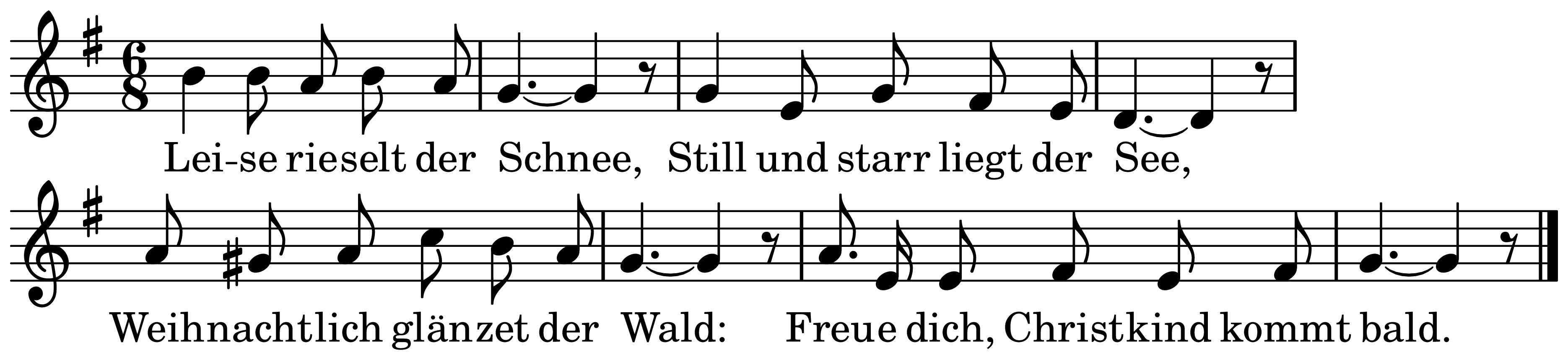 The melody of Leise rieselt der Schnee on a staff, as engraved in the book