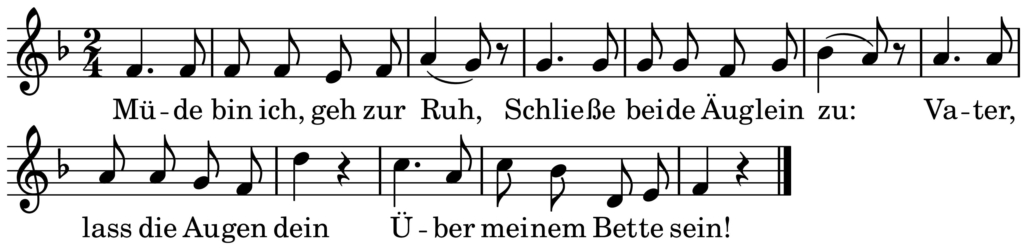 The melody of Müde bin ich, geh zur Ruh on a staff, as engraved in the book