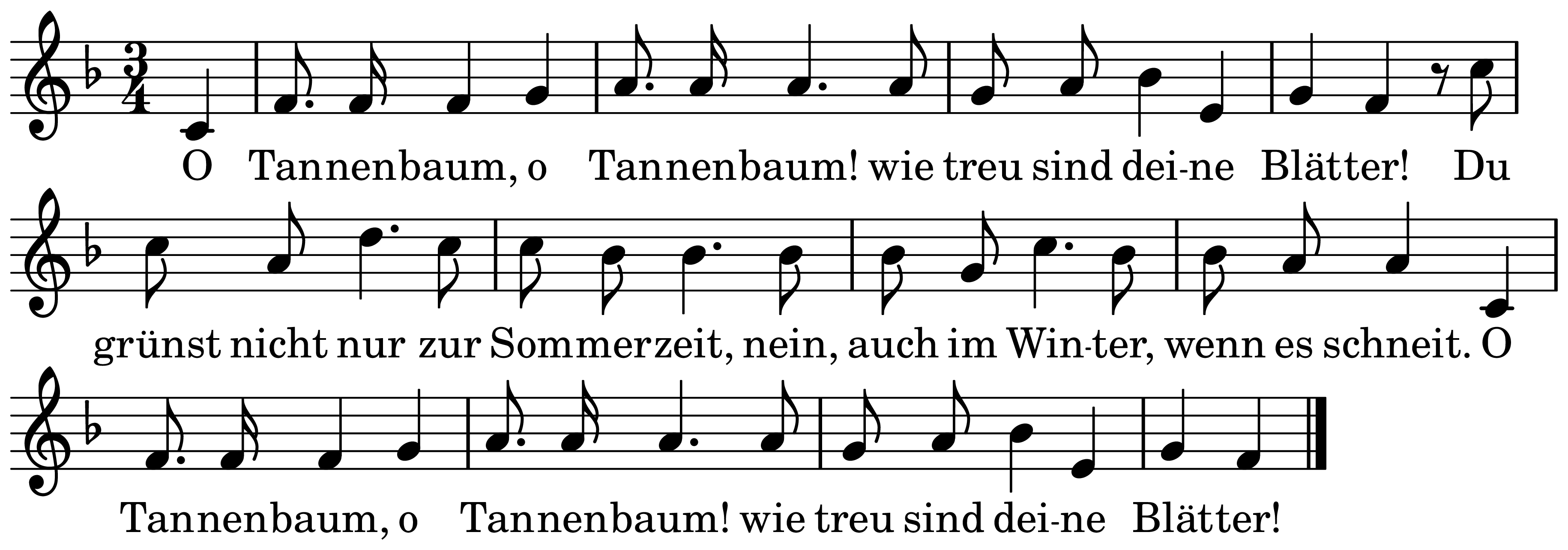 The melody of O Tannenbaum on a staff, as engraved in the book