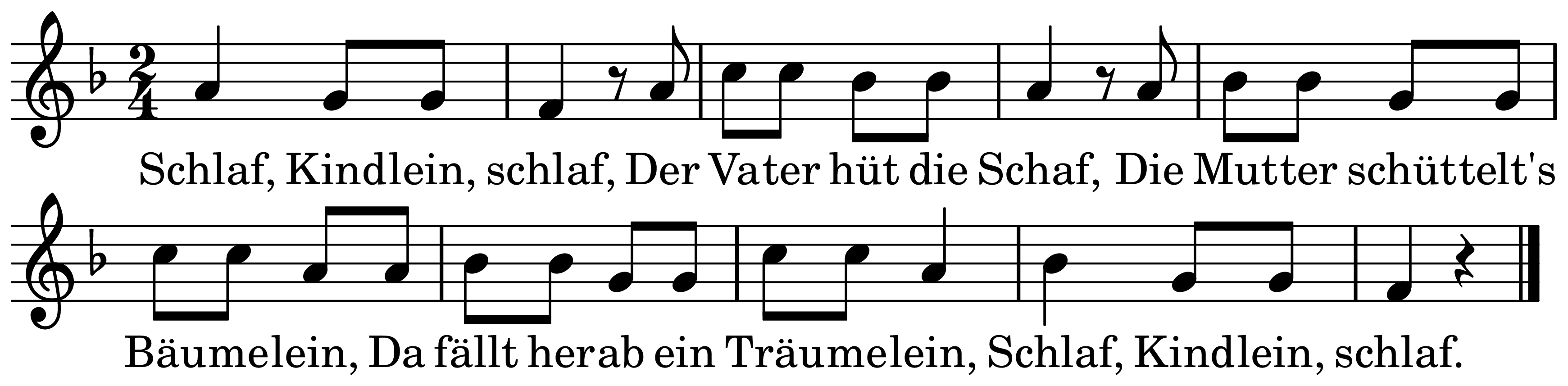 The melody of Schlaf, Kindlein, schlaf on a staff, as engraved in the book