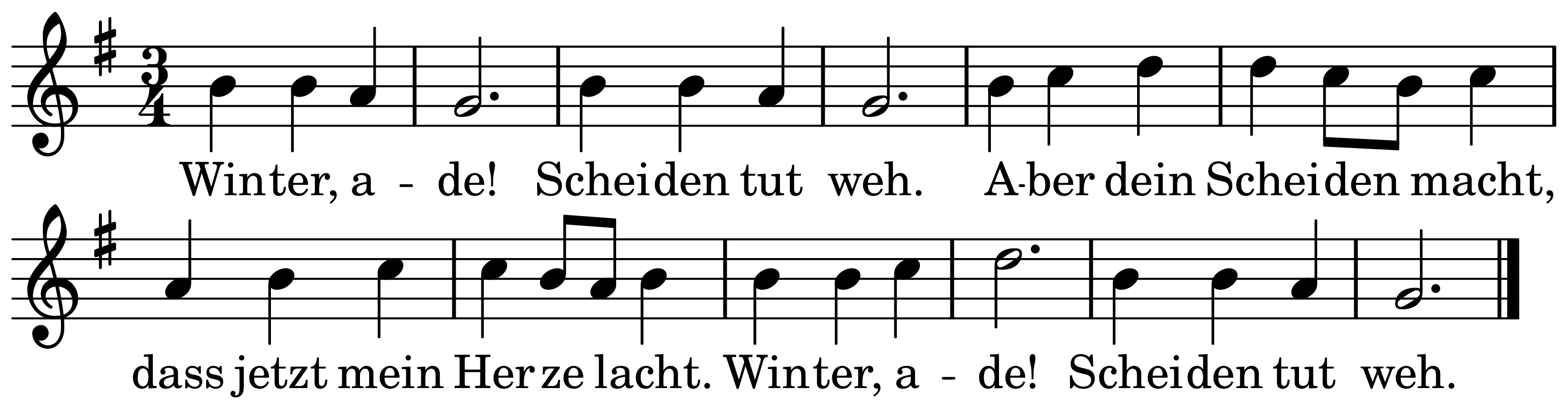 The melody of Winter, ade on a staff, as engraved in the book